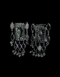 Rectangle mirror-work earrings shalaya store